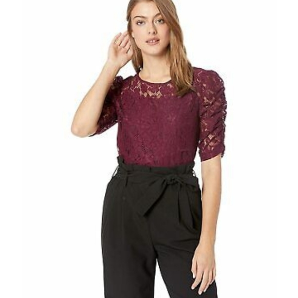 Nanette Lepore Tops - NEW Nanette Lepore Lace Gypsy Rose top in Mulberry